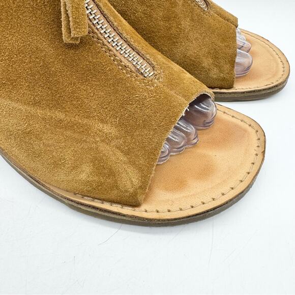 Anthropologie Latigo Venice Boho Suede Leather Open Toe Block Heel Booties Sz 8 - Picture 4 of 12